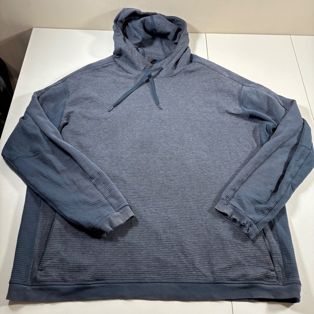 Adidas Golf Hoodie 2XL Blue Primegreen Textured Distressed Pullover 1897 READ